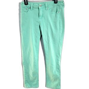 Mint Green Skinny Ankle Pants High-Stretch Denim Front & Back Pockets Size M